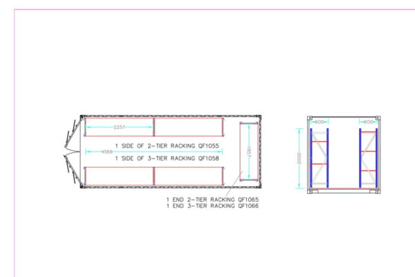Adjustable, Heavy Duty Three Tier Racking for Rear of Container